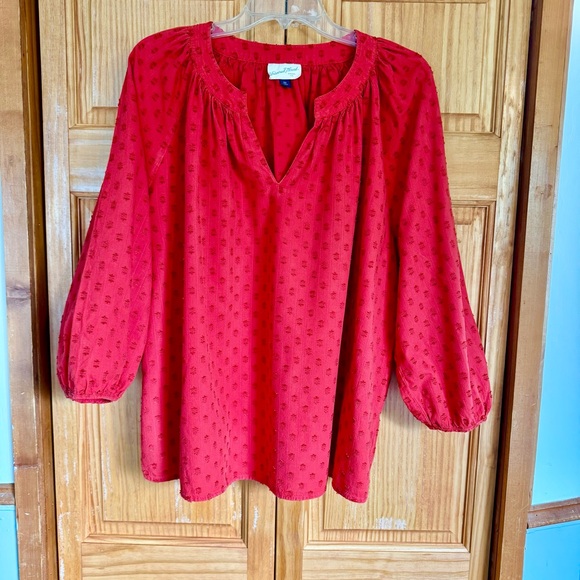 Universal Thread Red Textured Blouse - Picture 1 of 7